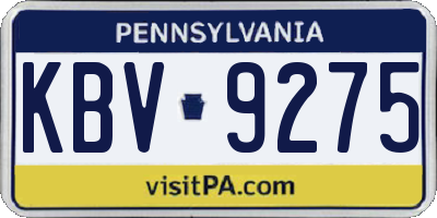 PA license plate KBV9275