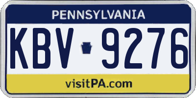 PA license plate KBV9276