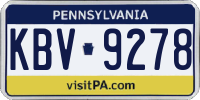 PA license plate KBV9278