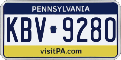 PA license plate KBV9280