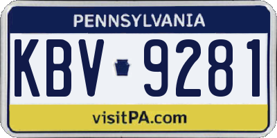 PA license plate KBV9281