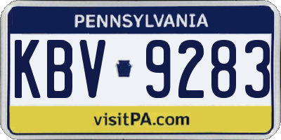 PA license plate KBV9283
