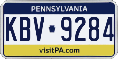 PA license plate KBV9284
