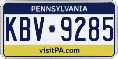 PA license plate KBV9285