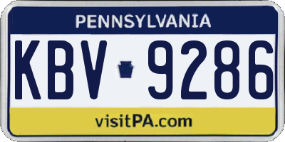 PA license plate KBV9286