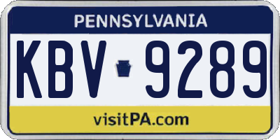 PA license plate KBV9289