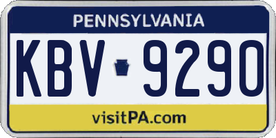 PA license plate KBV9290