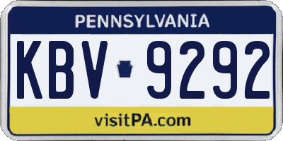 PA license plate KBV9292