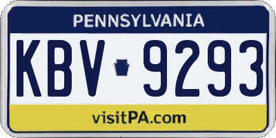 PA license plate KBV9293