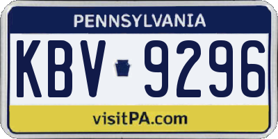 PA license plate KBV9296