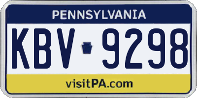 PA license plate KBV9298