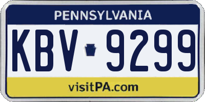 PA license plate KBV9299