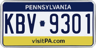 PA license plate KBV9301