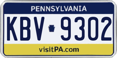 PA license plate KBV9302