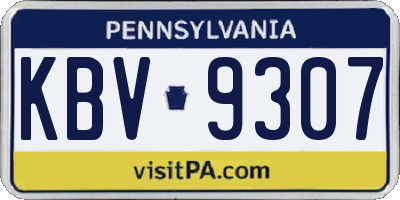 PA license plate KBV9307