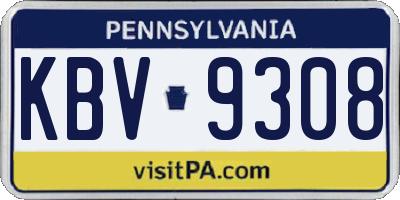 PA license plate KBV9308