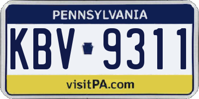 PA license plate KBV9311
