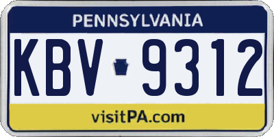 PA license plate KBV9312