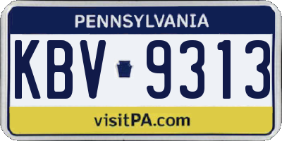 PA license plate KBV9313