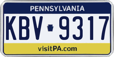 PA license plate KBV9317