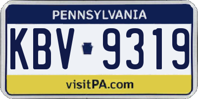 PA license plate KBV9319
