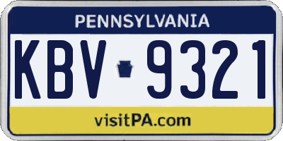 PA license plate KBV9321