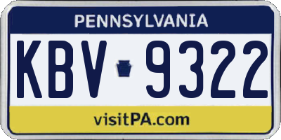 PA license plate KBV9322