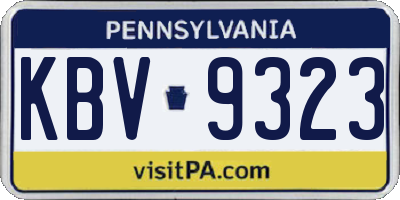 PA license plate KBV9323