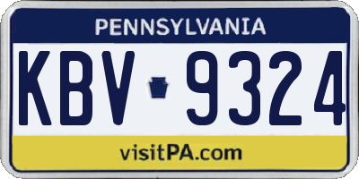 PA license plate KBV9324