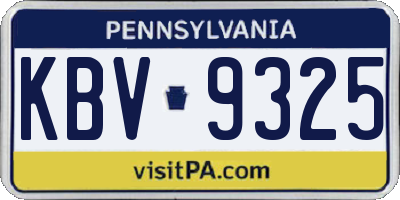 PA license plate KBV9325