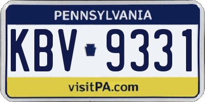 PA license plate KBV9331