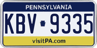 PA license plate KBV9335