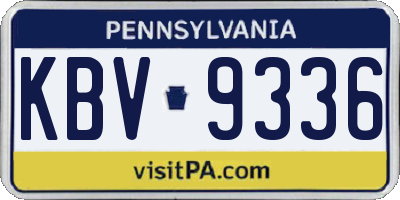 PA license plate KBV9336