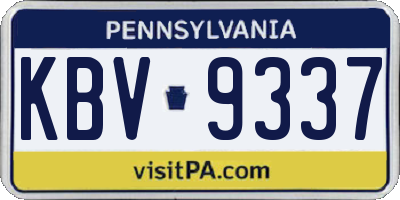 PA license plate KBV9337