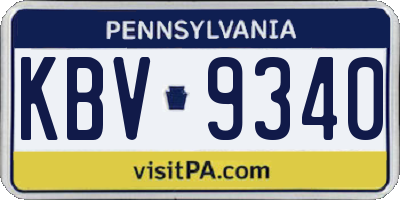 PA license plate KBV9340