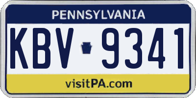 PA license plate KBV9341
