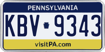 PA license plate KBV9343