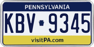PA license plate KBV9345