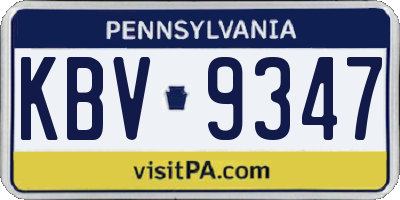 PA license plate KBV9347