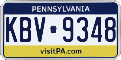 PA license plate KBV9348