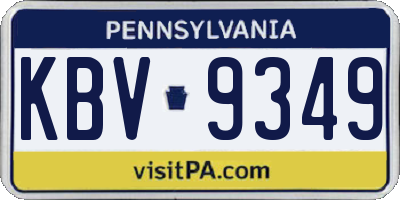 PA license plate KBV9349