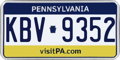 PA license plate KBV9352