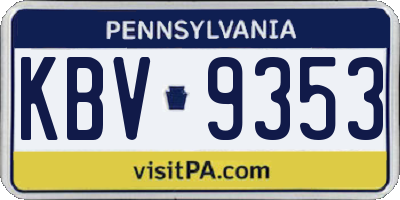 PA license plate KBV9353