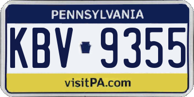 PA license plate KBV9355