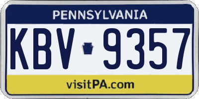 PA license plate KBV9357