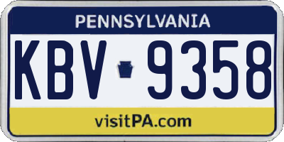 PA license plate KBV9358