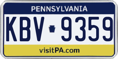 PA license plate KBV9359