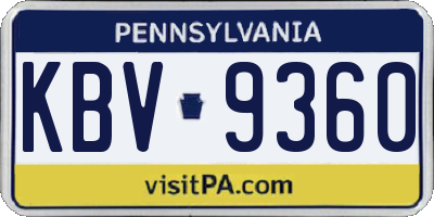 PA license plate KBV9360