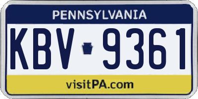 PA license plate KBV9361