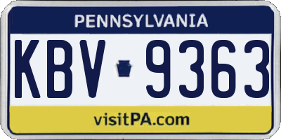 PA license plate KBV9363